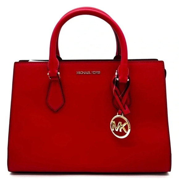 Michael Kors Sheila Medium Center Zip Satchel Bag Bright Red - Picture 1 of 13